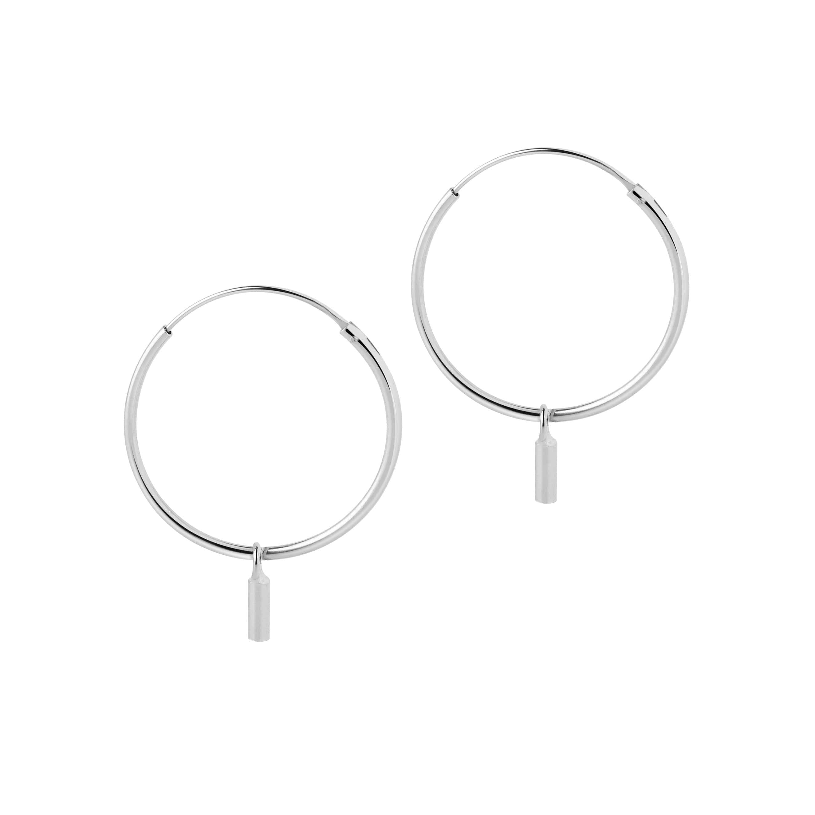 Hoop earrings silver with a rod pendant 22mm