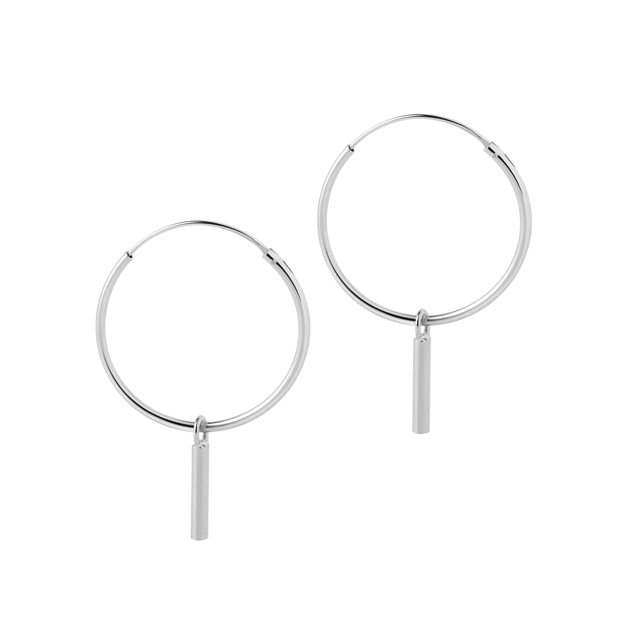 22mm silver hoop earrings with long rod