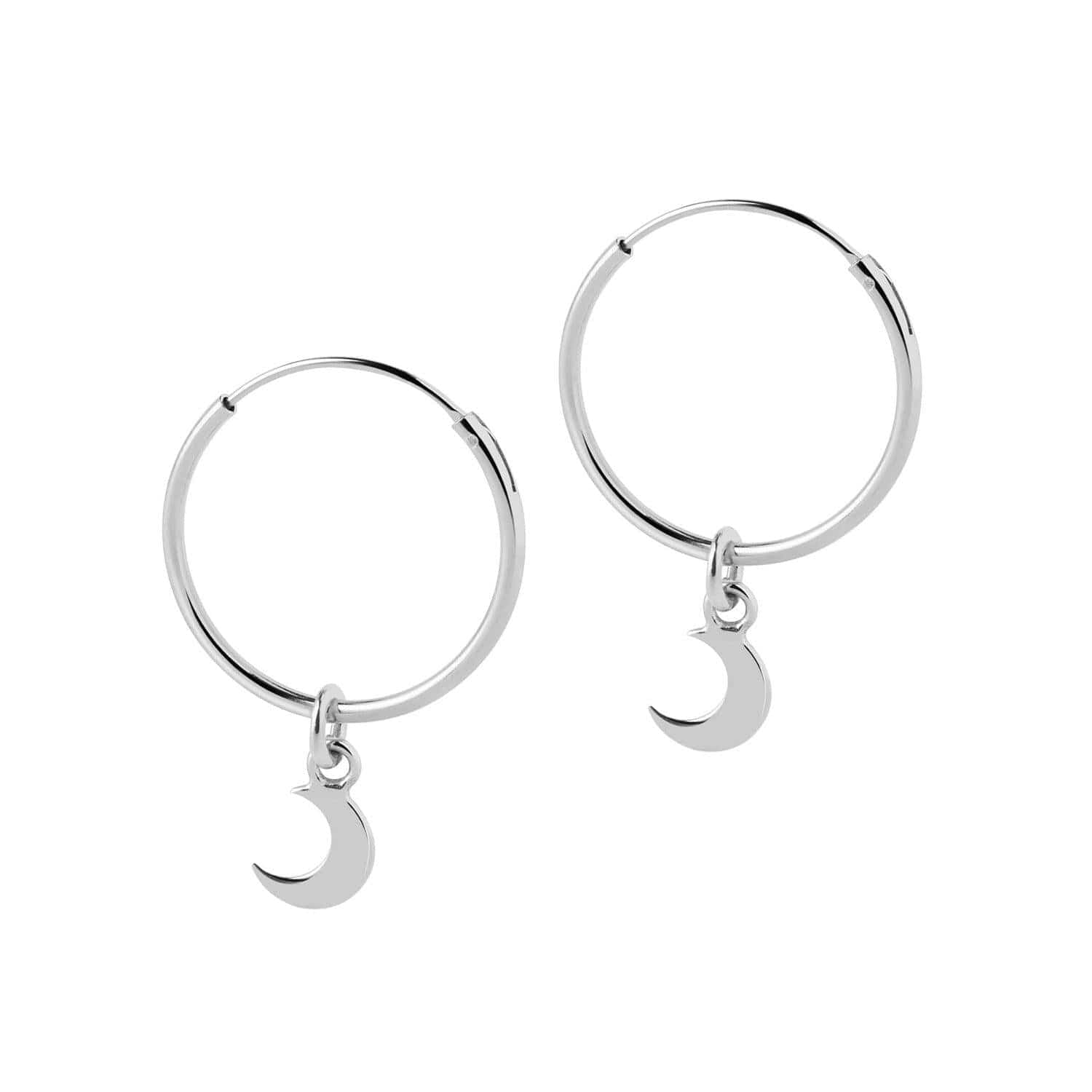 18mm silver hoop with moon pendant