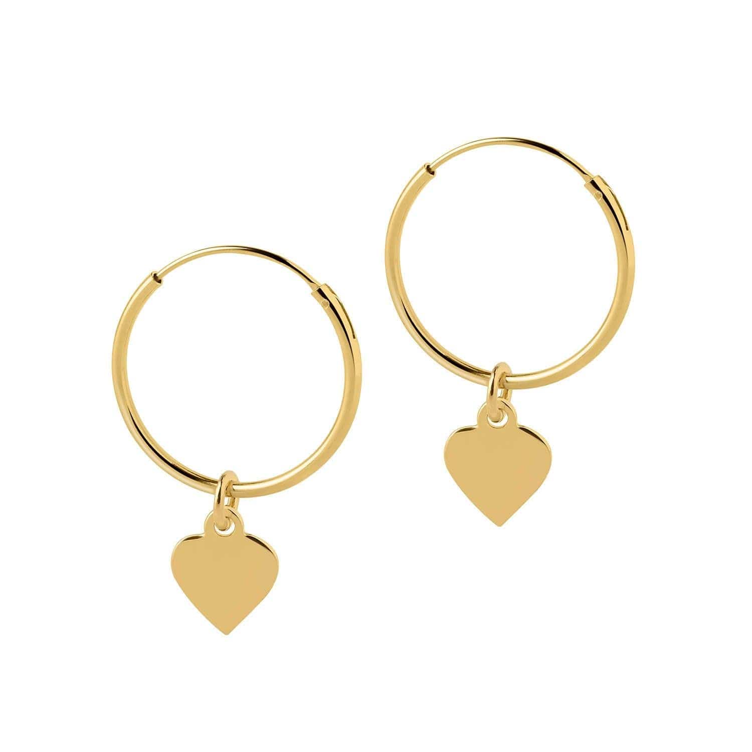 Hoop Earrings with Pendant Heart Gold Plated 18MM