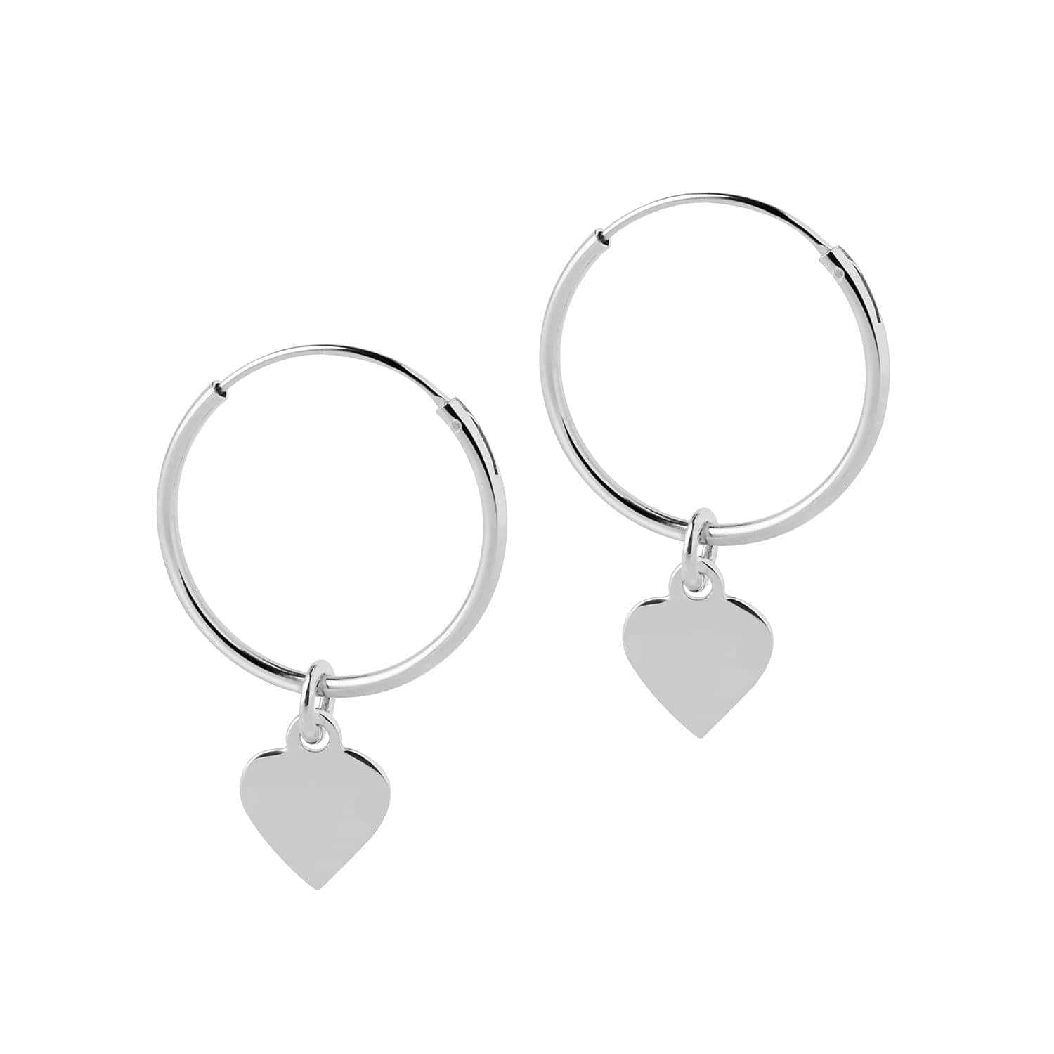 Silver Hoop Earrings with Heart 18MM