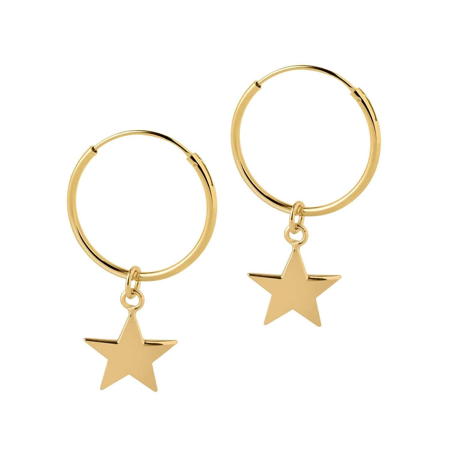 Hoop Earrings with Star pendant gold plated 18MM