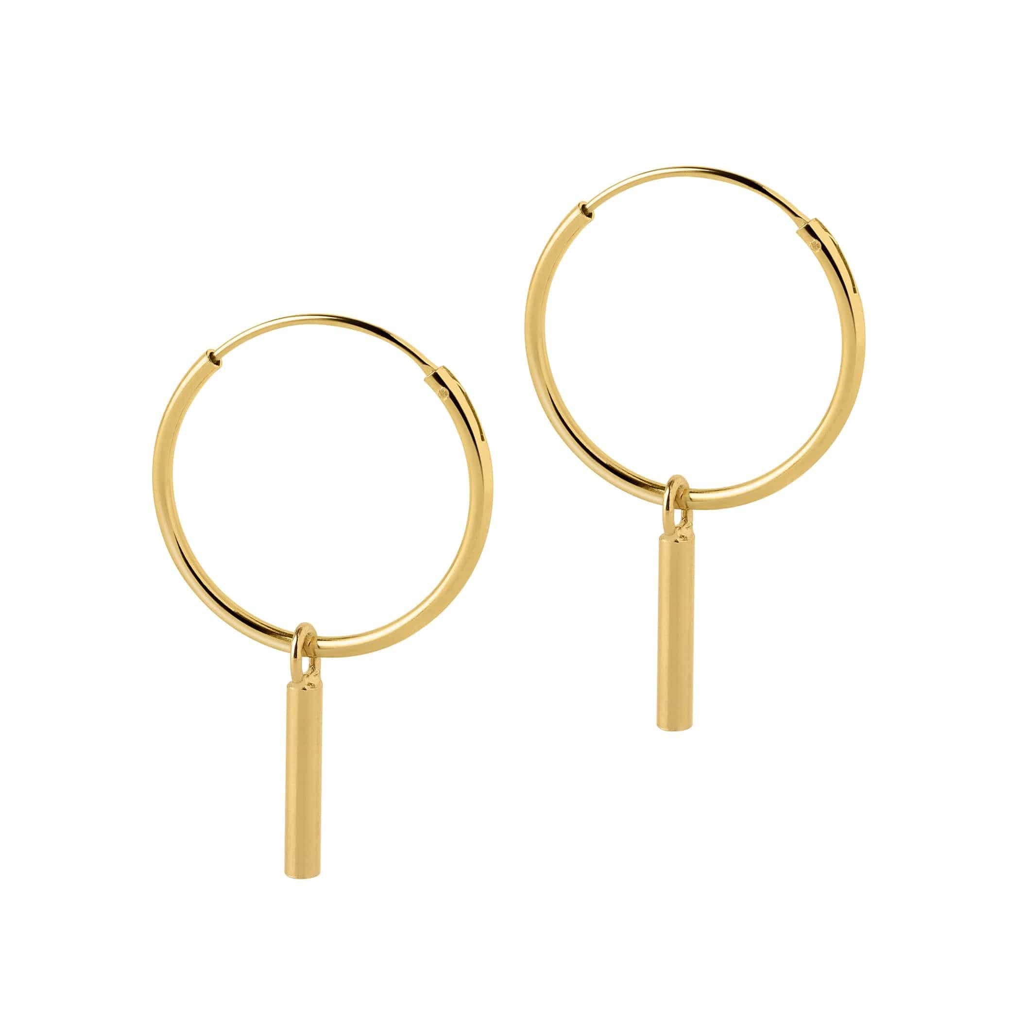 18mm gold plated hoop earrings with long rod