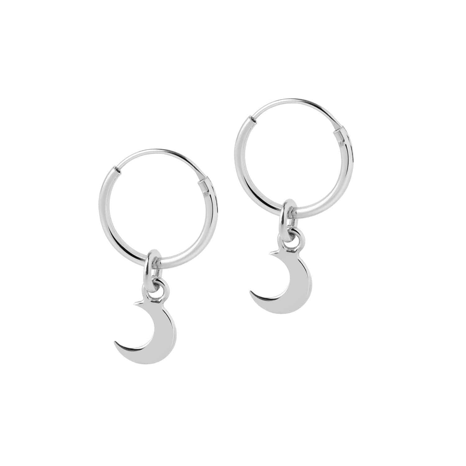 12mm silver hoop with moon pendant