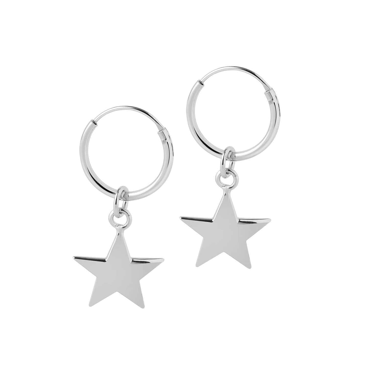 Hoop Earrings with Star pendant silver 12MM