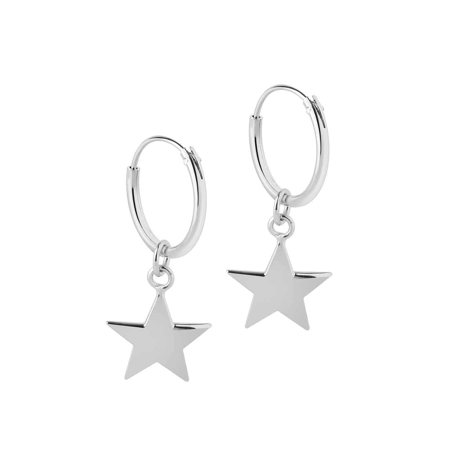 side view Hoop Earrings with Star pendant silver 12MM