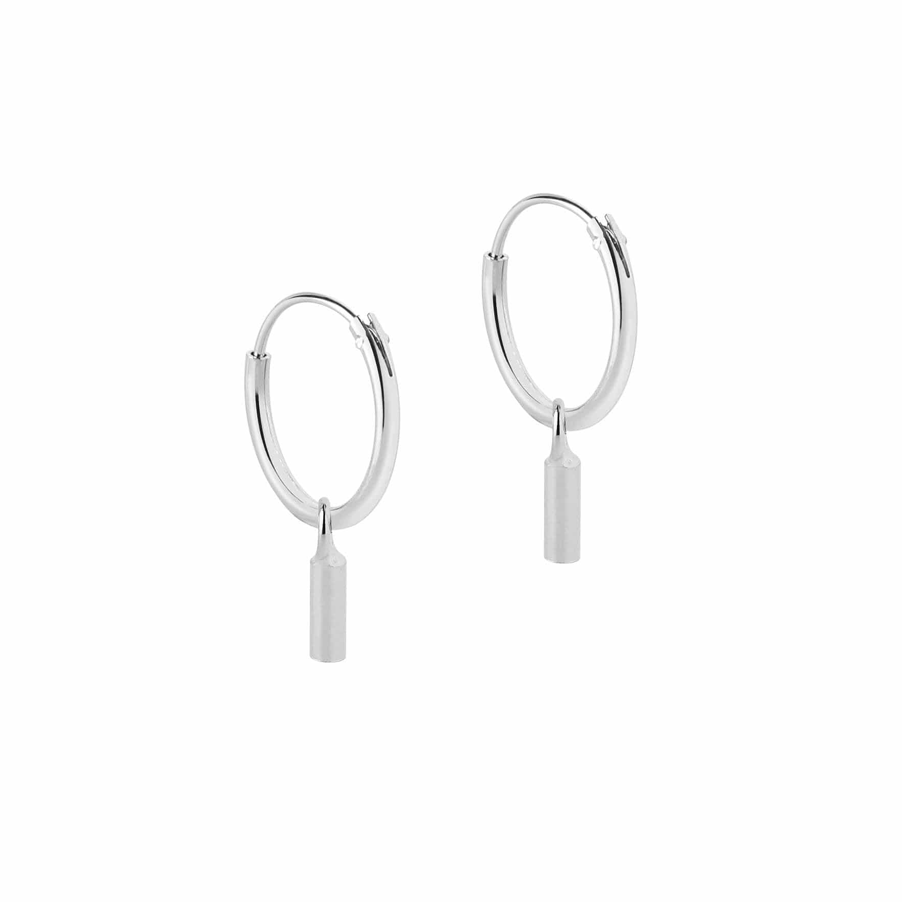 Silver Hoop Earrings with Rod 12 MM