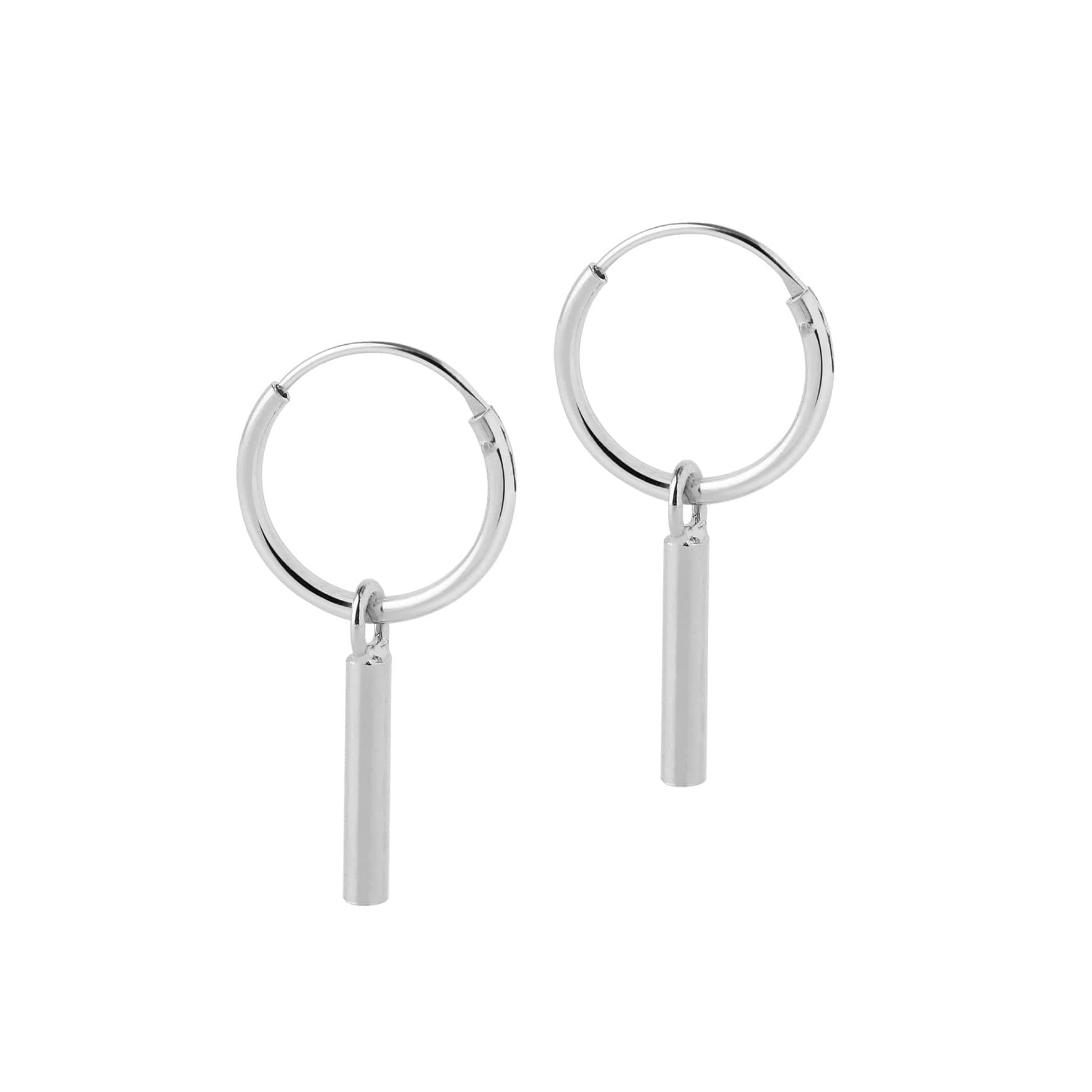 12mm silver hoop earrings with long rod