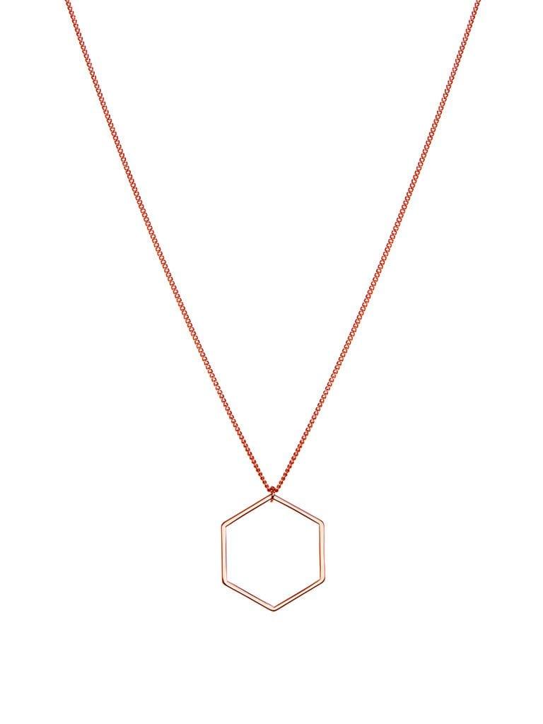 Pink Rose Gold Plated Necklace with Hexagon