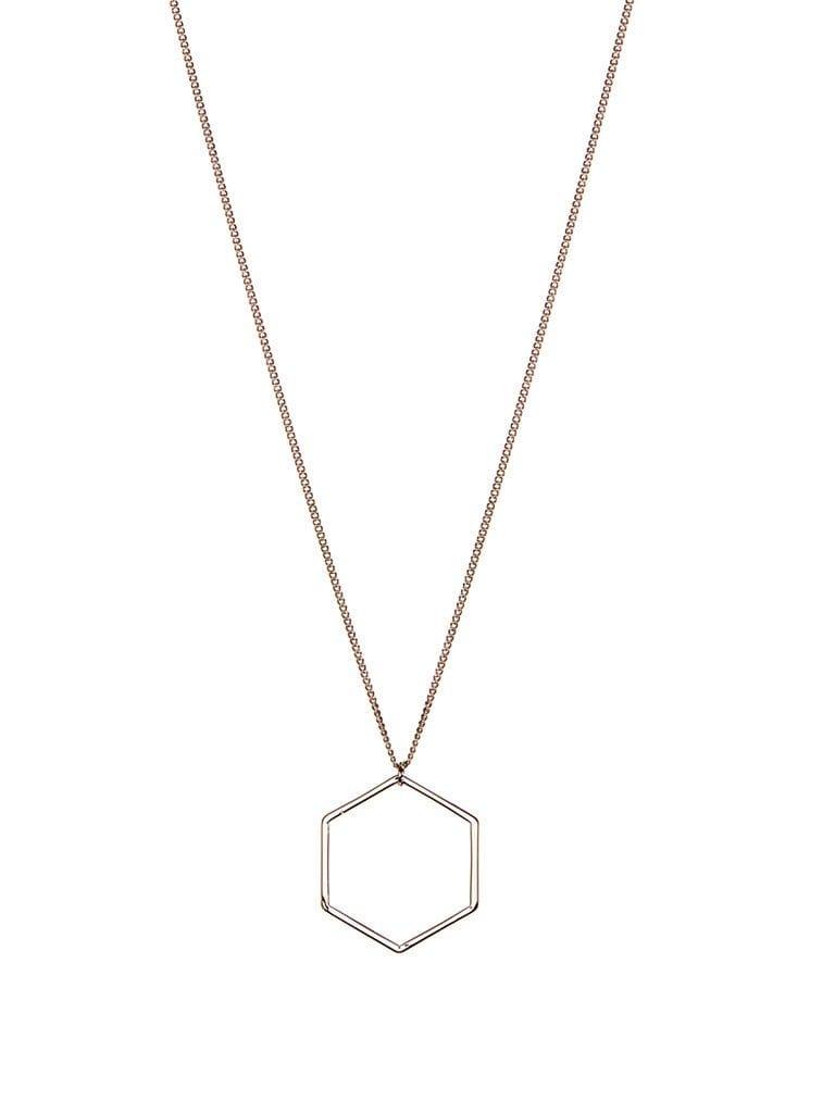 Silver plated necklace with hexagon 70cm