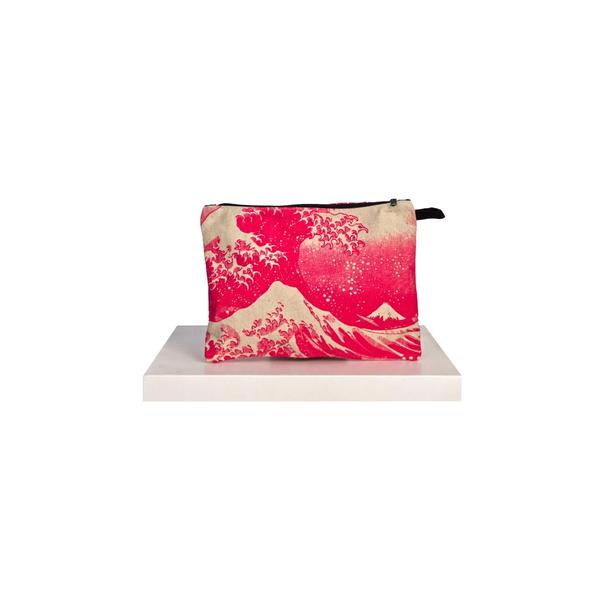 canvas pouch wave print in pink