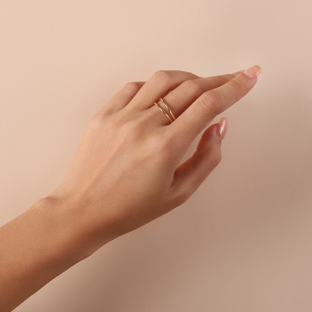 gold plated open ring on model