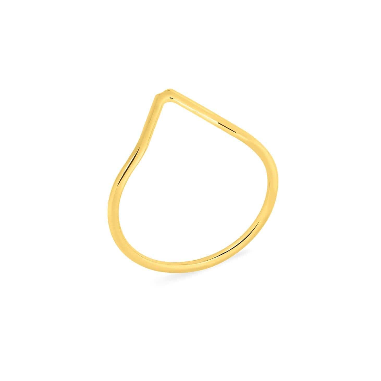 gold plated v shaped ring