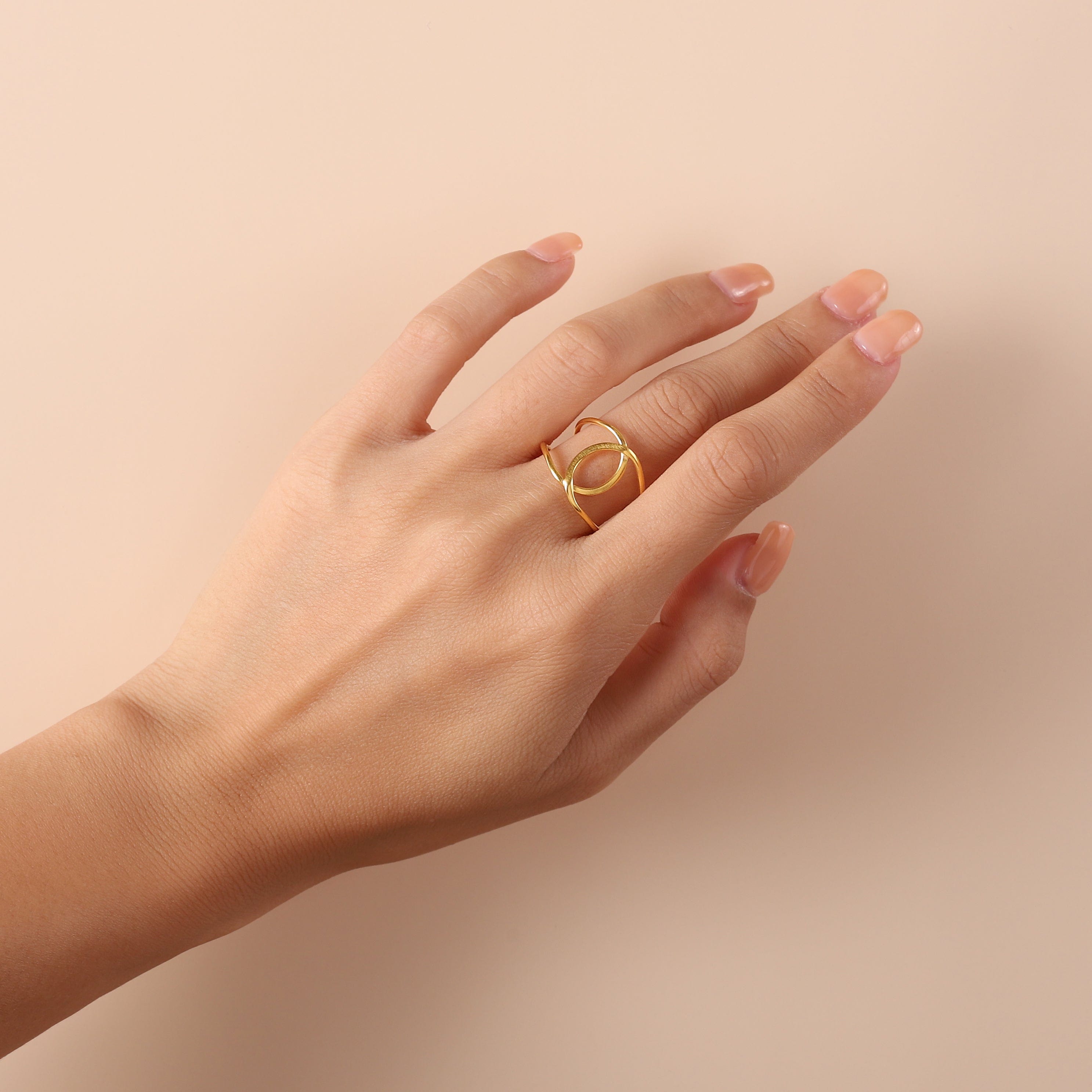 gold plated teardrop ring on model