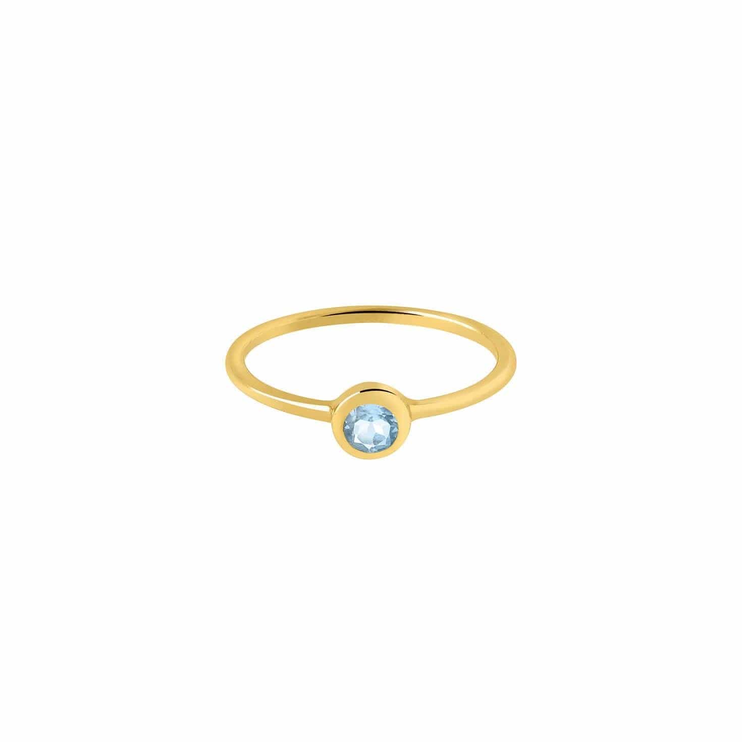 gold plated ring with blue topaz