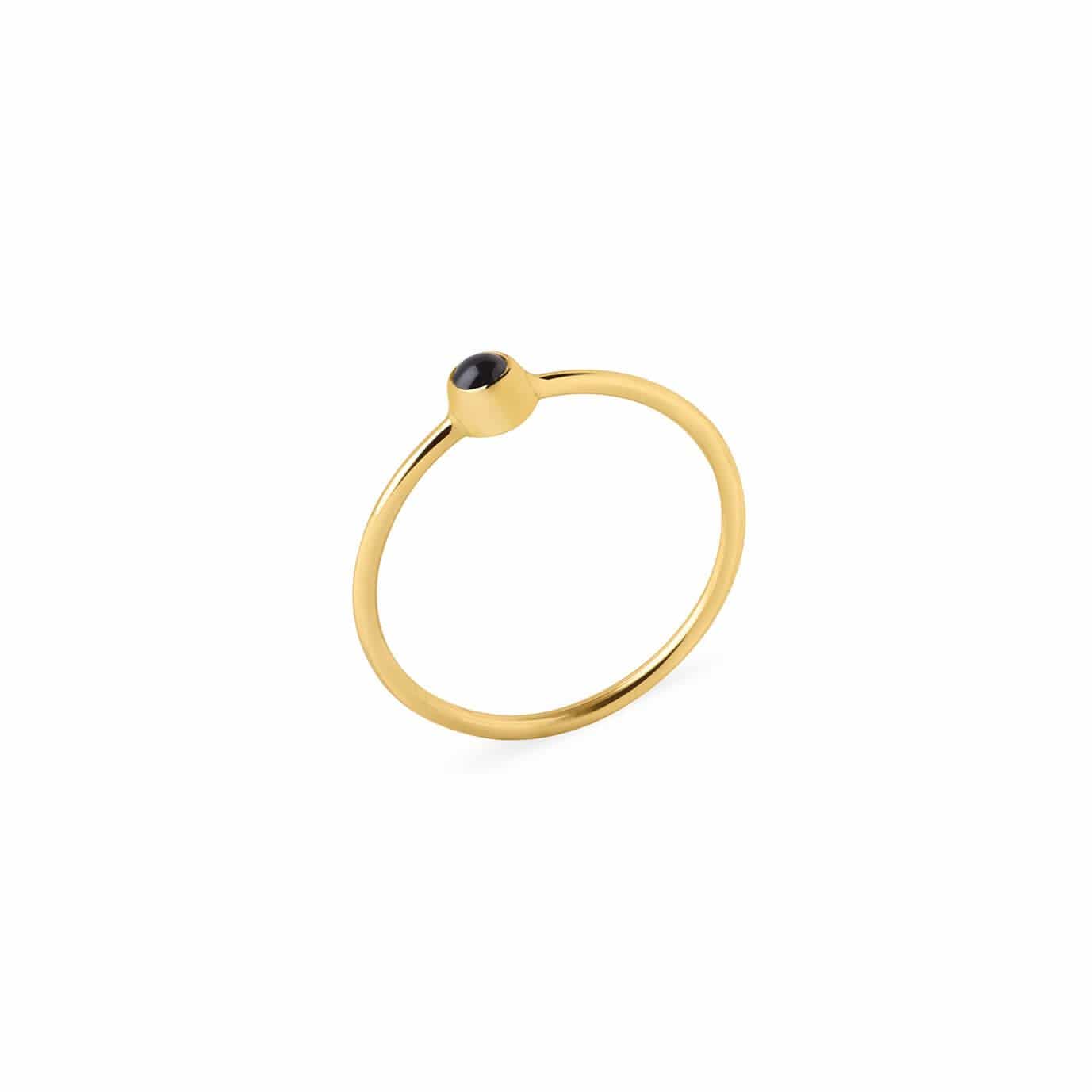 gold plated ring with small black onyx