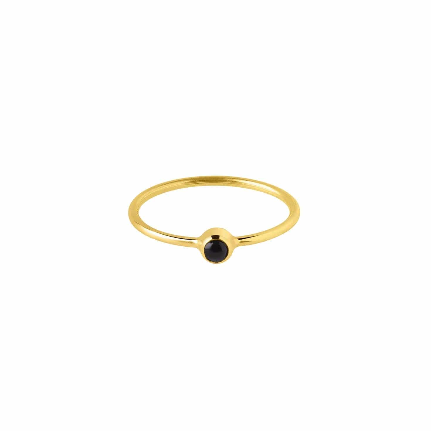 gold plated ring with small black onyx