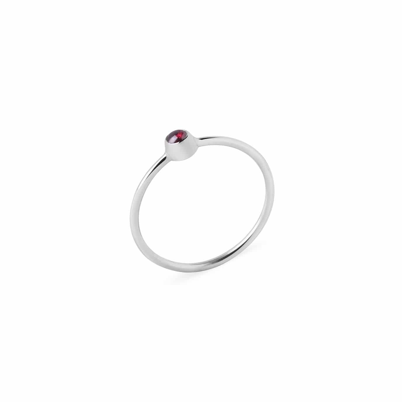 silver ring with red garnet