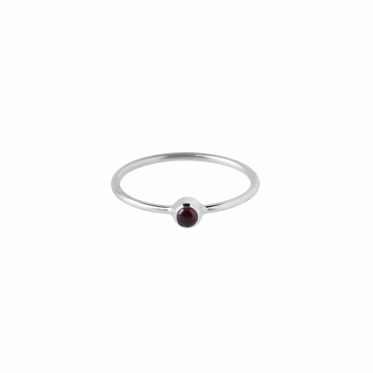 silver ring with red garnet