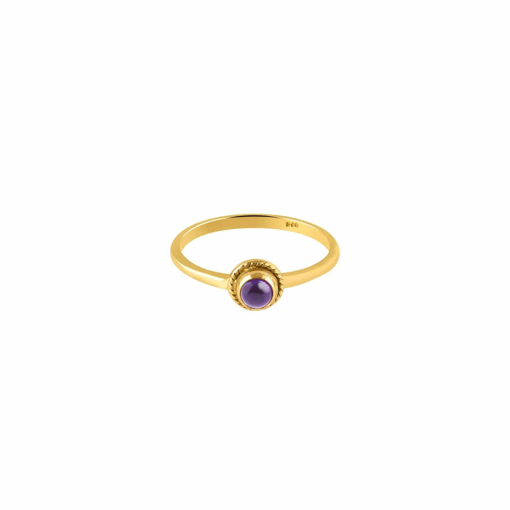 gold plated braided ring with amethyst