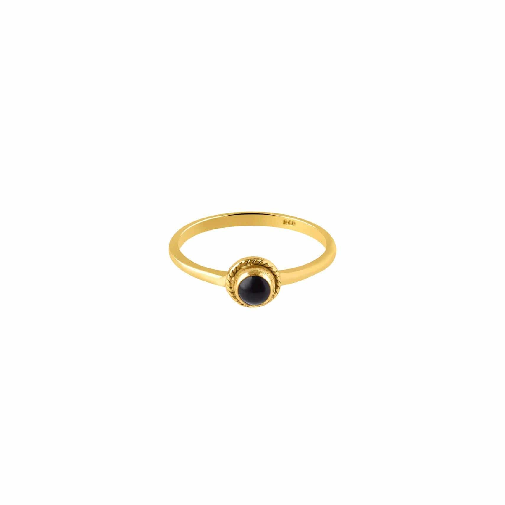 gold plated braided ring with black onyx