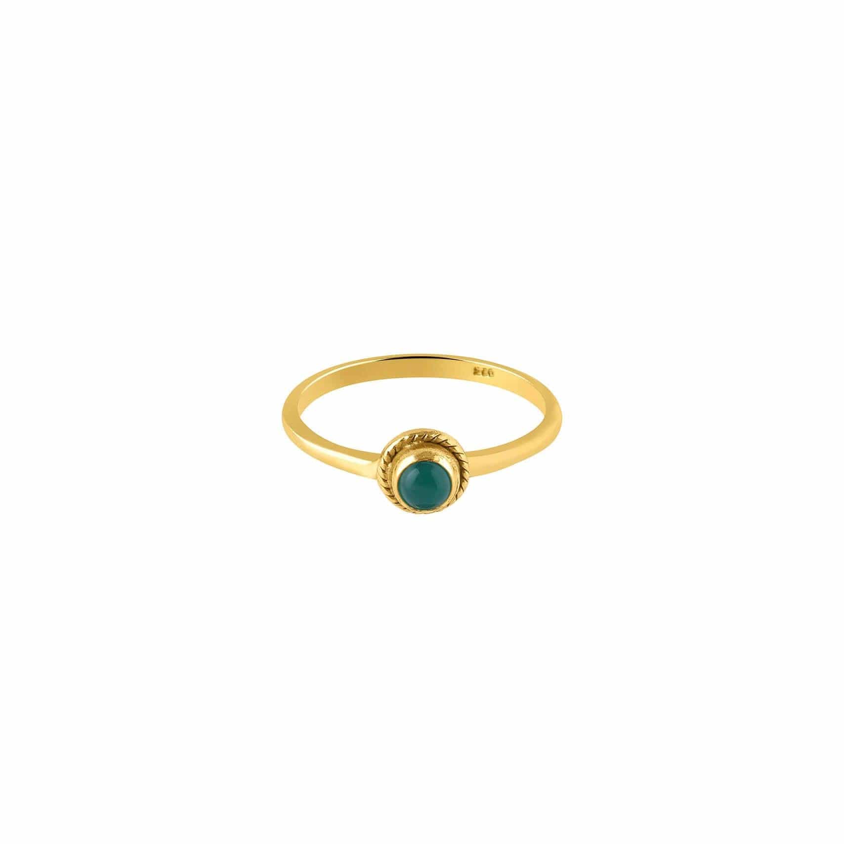 gold plated braided ring with green onyx