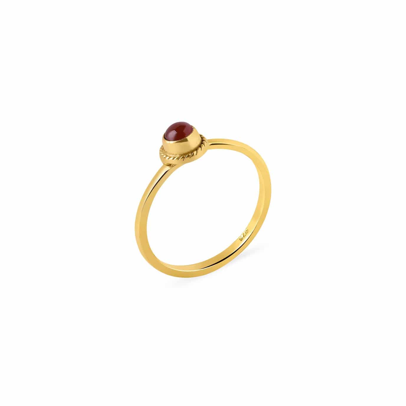 gold plated braided ring with red onyx