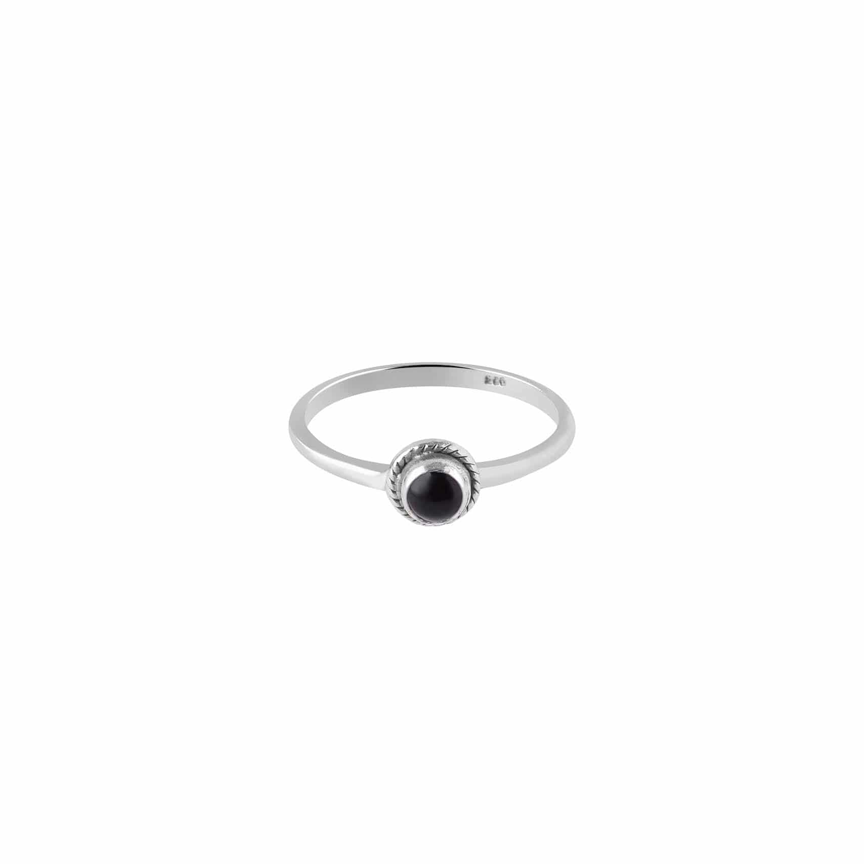silver braided ring with black onyx