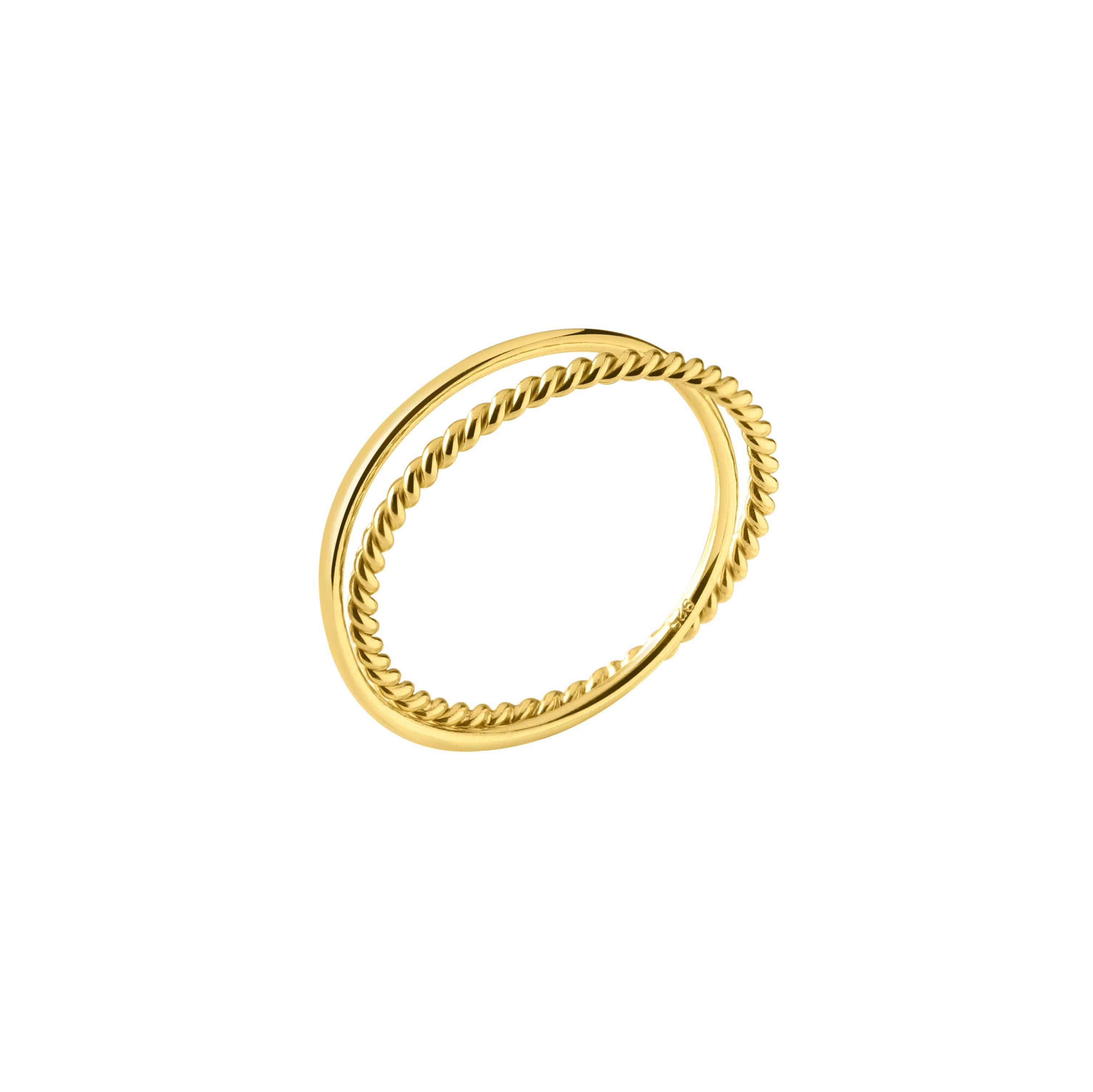 gold plated 925 silver mix double ring