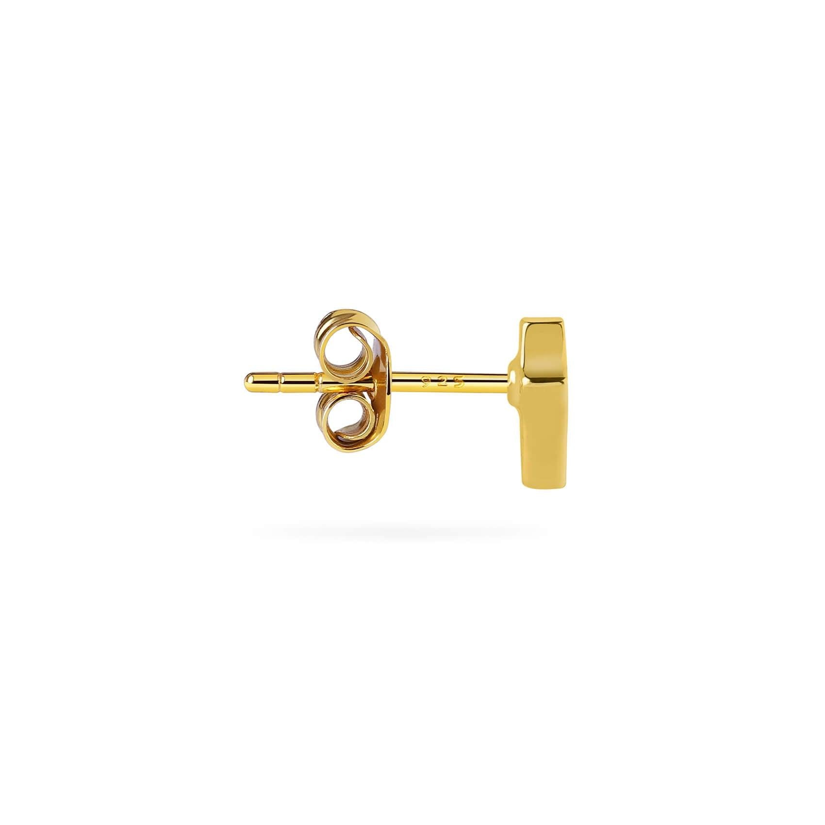 Gold Plated Stud Earring Letter T