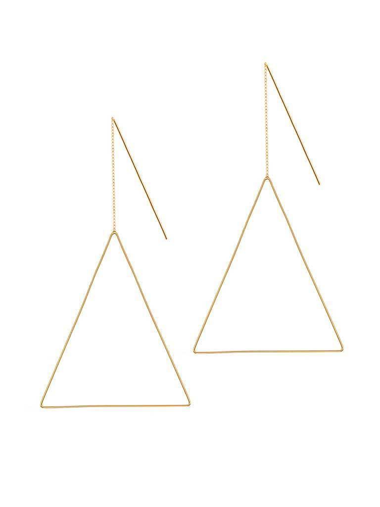 Gold Hanging Earrings with Big Triangle
