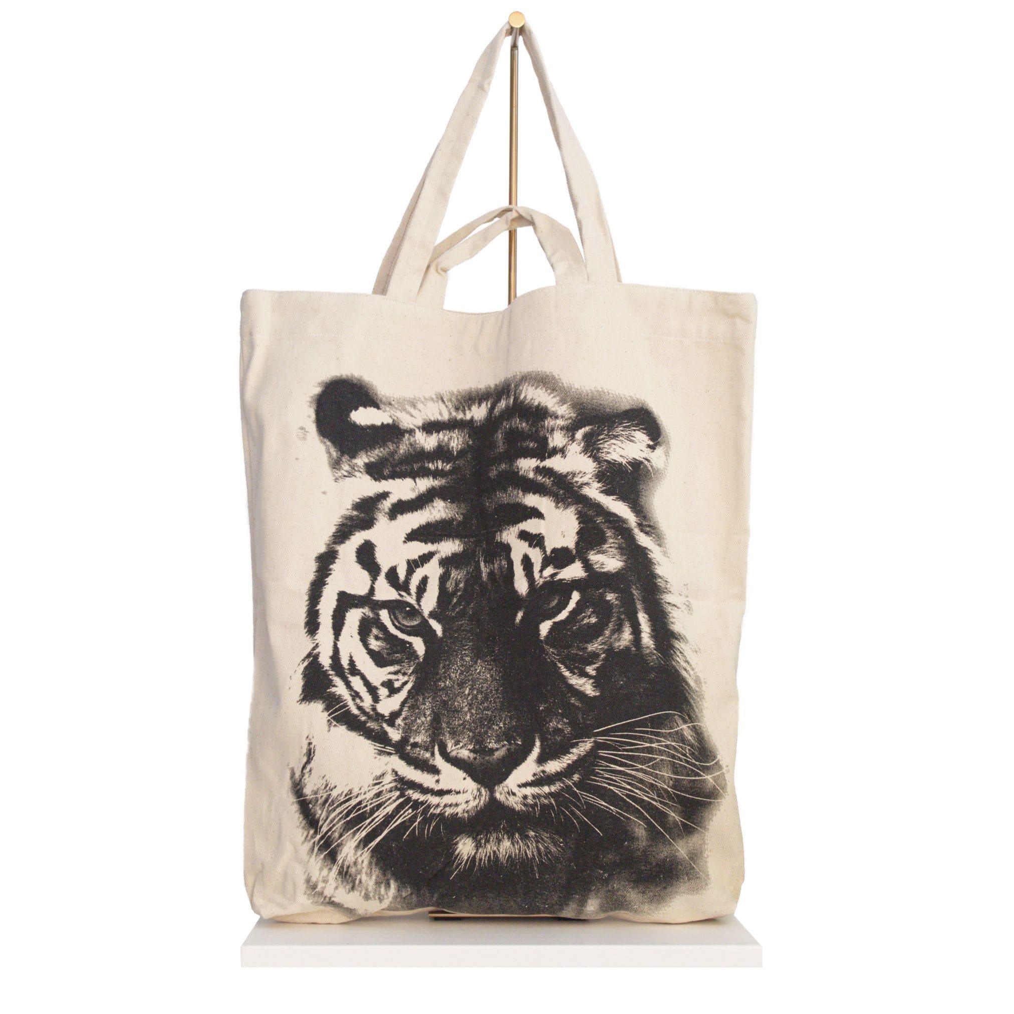 canvas bag tiger head print black