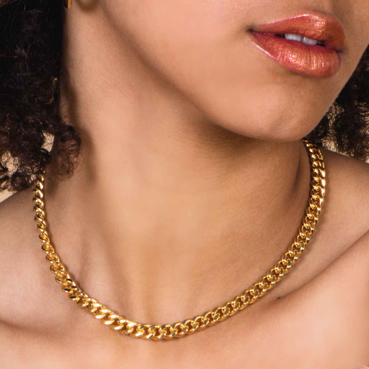 Gold Plated Curb Chain Necklace - Juulry.com
