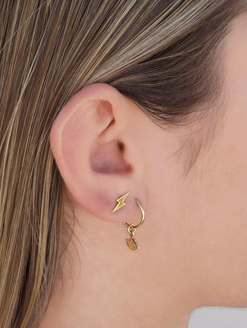 Gold Plated Hoop Earrings with Eye 12 MM on model