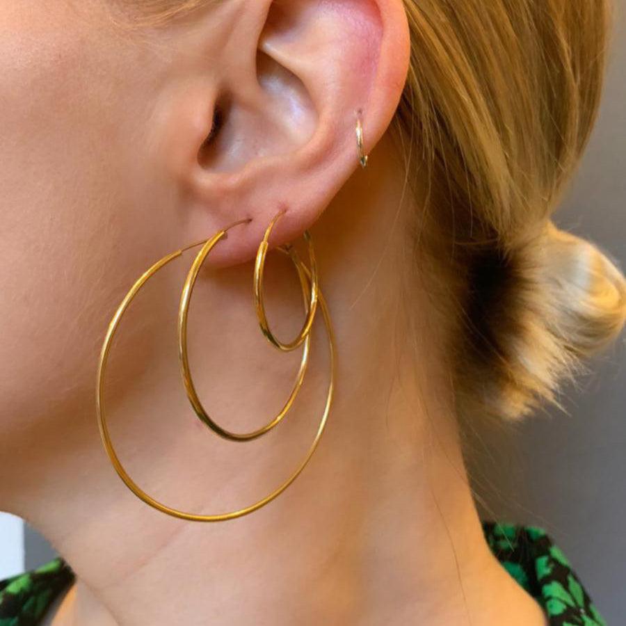 Gold Plated Hoop Earrings 25 MM 1,2 MM - Juulry.com