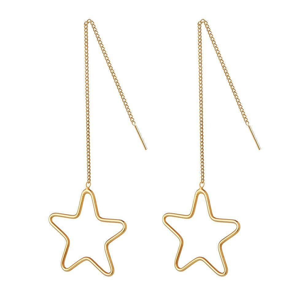 Gold Hanging Stars Earrings