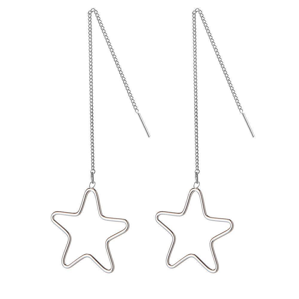 Gold Plated Hanging Stars Earrings - Juulry.com